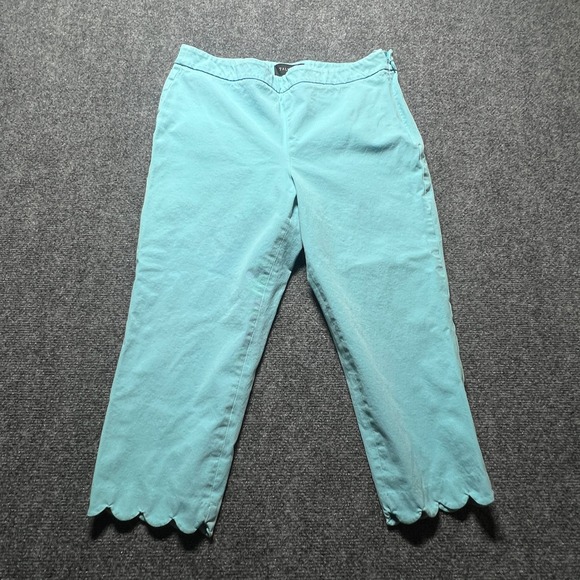 Talbots Pants - Talbots Chatham Crop Pants Aqua Blue Scallop Hem Cotton Blend Size 10P
